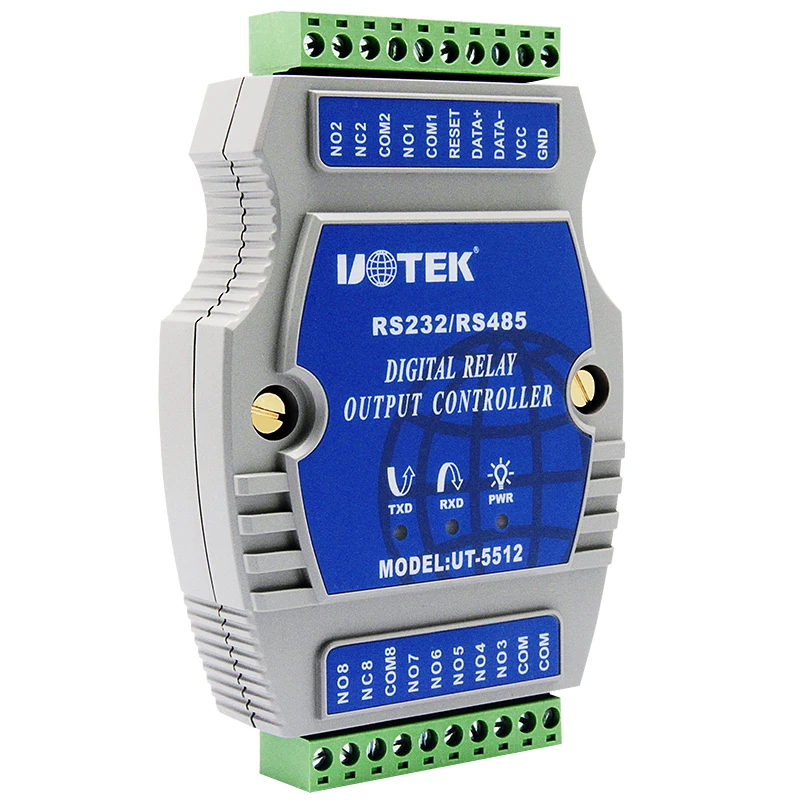 UOTEK 8 Channel Digital I/O Controller RS-485 Opto-electronic Isolation Input Relay Output IO Adapter UT-5512