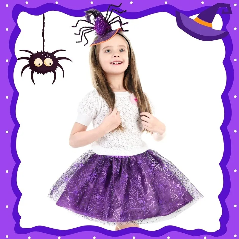 

Halloween Spider Cosplay Costume Spider Wings Headband Tutu Skirt Suit for Girls Halloween Christmas Birthday Party Dress up