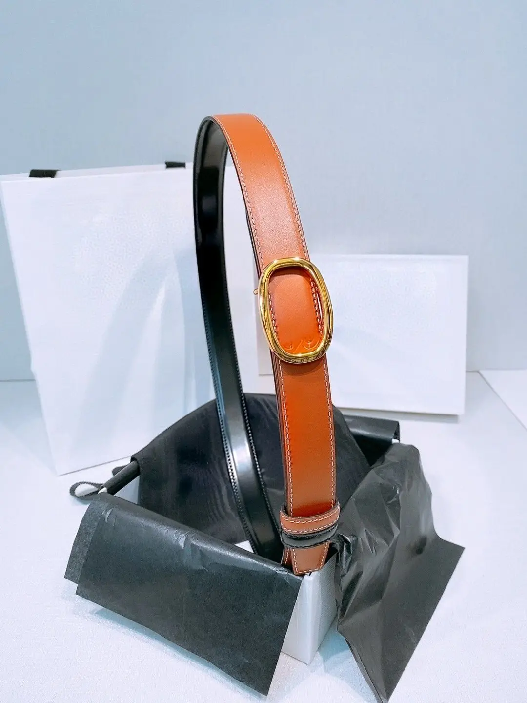 Luxury Brown Black Reversible Horseshoe Buckle Belt For Men Waist Strap For Jeans Suits Business Casual