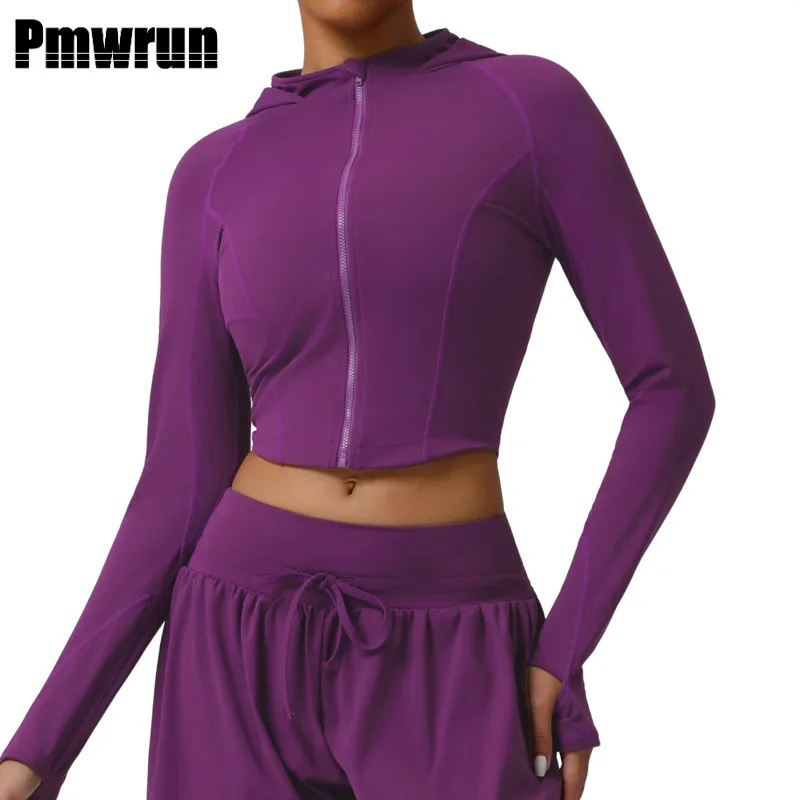pmwrun-slim-fit-running-yoga-shirts-women-tight-zipper-long-sleeve-hoodie-coats-stand-up-collar-fitness-training-workout-jacket