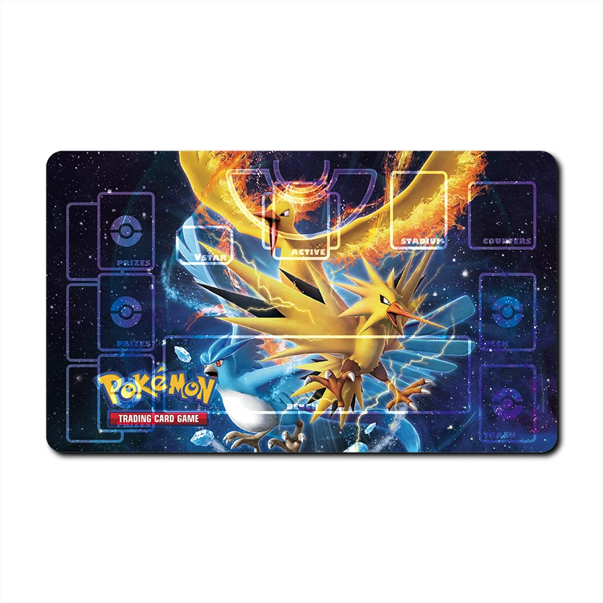 Diy 60*35*0.2cm PTCG Pokemon Dedicated Battle GAME Card Mat Rayquaza Arceus Mewtwo Lugia Zapdos Gift Toy Game Anime Table Mat