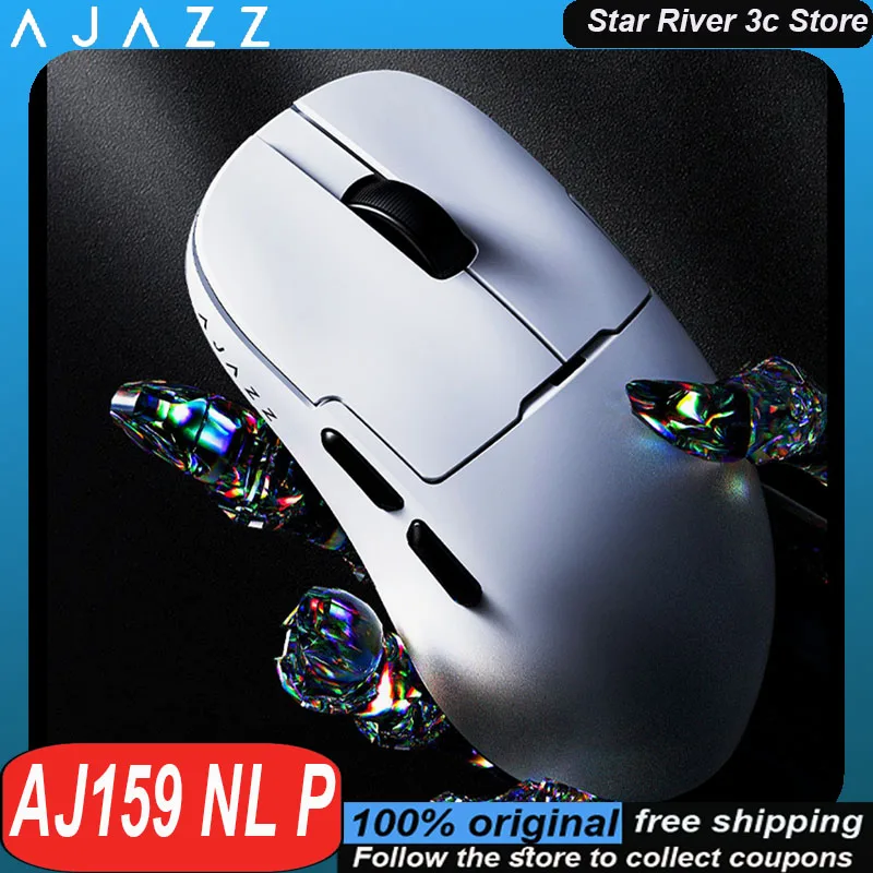 AJAZZ AJ159 NL P Wireless Mouse Bluetooth Tri Mode PAW3395 Ergonomics Lightweight Customized Gaming Mouse Laptop Accessories