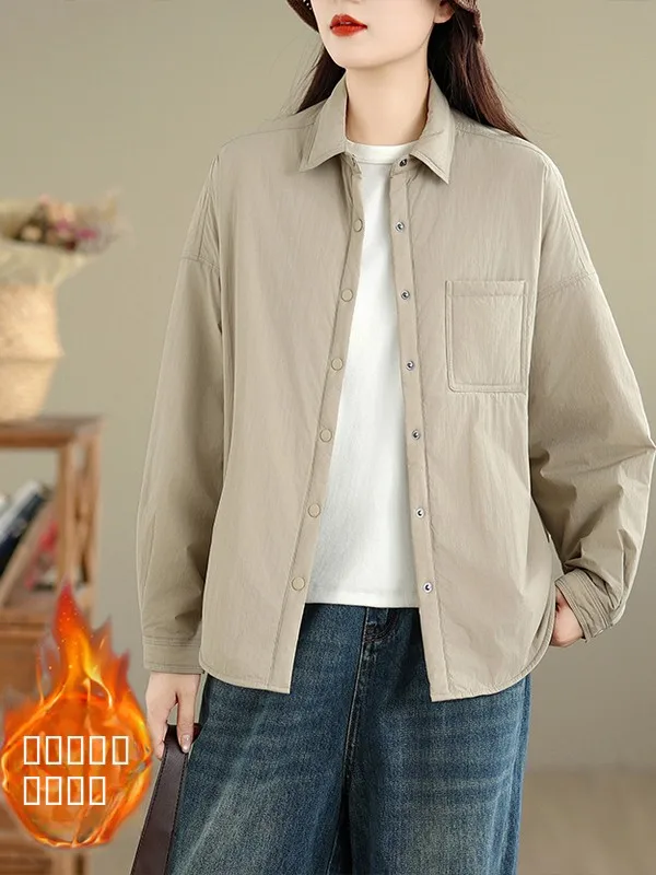 

Women's Cotton-Padded irt Winter Thiened Faion Simple Design Large Size Outerwear Artistic Sle Loose Fit Long Sve