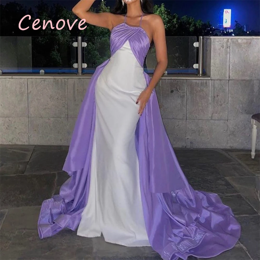 

Cenove 2024 Arab Dubai Halter Neckline Prom Dress Floor-Length With Sleeves Evening Fashion Elegant Party Dress For Women