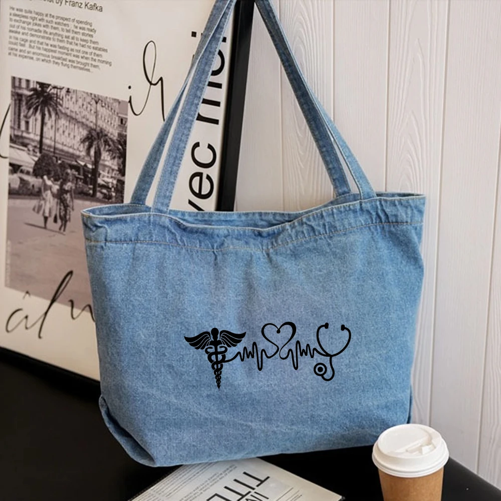 

Denim Medical Symbol Tote Bag | Nurses & Doctors | Healthcare Worker Appreciation Gift | Nurse Graduation, Christmas, Thank You