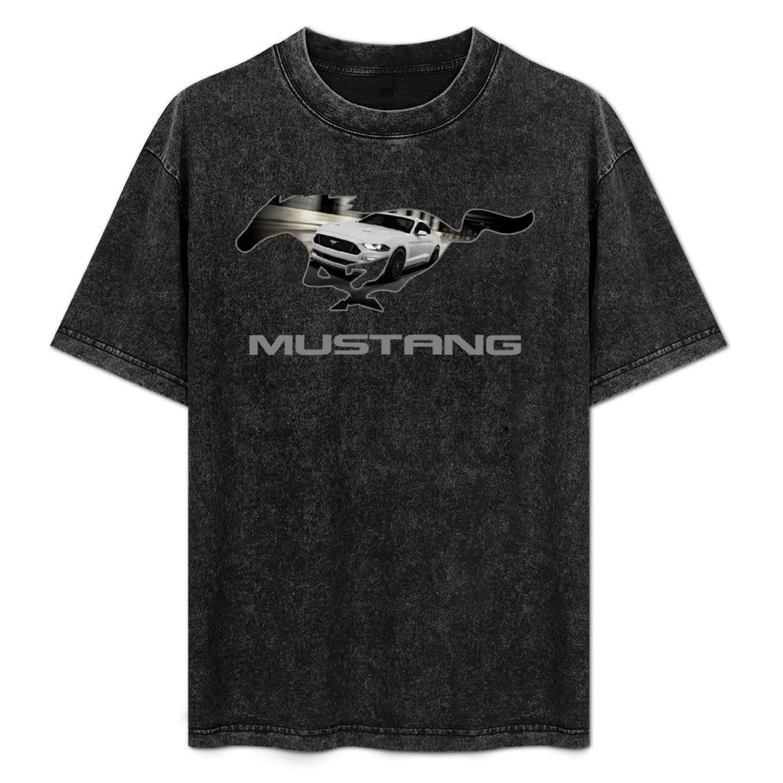 

Ford Mustang GT Logo Emblem Design (White on Black) T-Shirt boys whites graphic t shirts oversized t shirt men