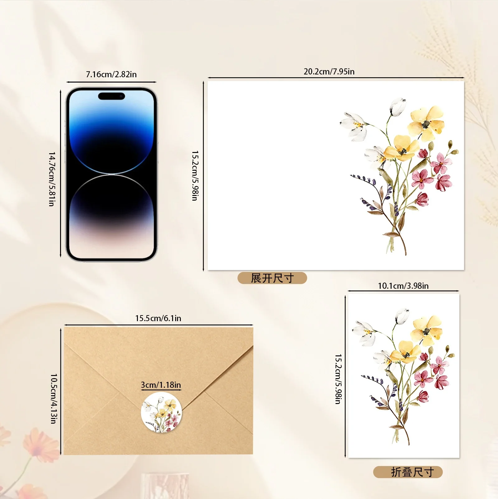 6pcs Floral Thank You Card Set Blank Greeting Cards with Envelopes&Stickers Birthday Gift Handwritten Plant and Floral Cards