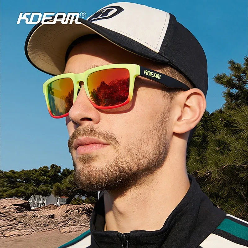 

Солнцезащитные очки KDEAM Marathon 2026 с поляризацией, квадратные, для мужчин и женщин, для бега, спорта, с цветными вставками, для вождения, рыбалки, защита от УФ400