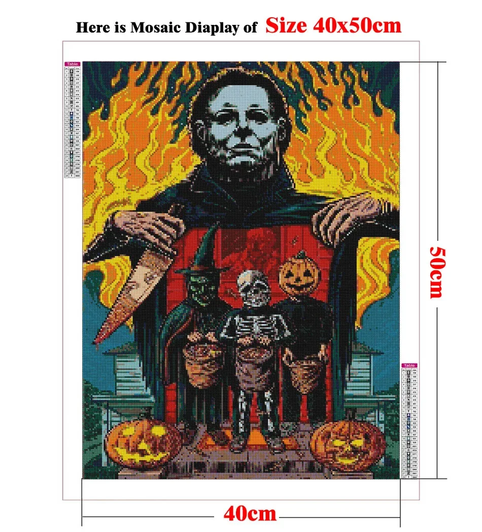 Classic Horror Movies Terror Family 5d Diy Diamond Painting AB Drill Full Diamond Mosaic Embroidery Cross Stitch Halloween Decor