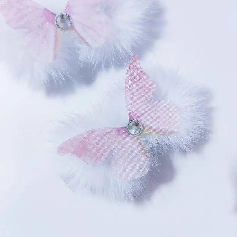 Bridal Princess Mesh Double-layer Butterfly Lovely Fur Ball Girls Hairpins Women Headwear Hairgrip Hair Clips Hair Accessories