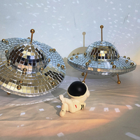 UFO Disco Mirror Ball Retro Reflective UFO Space World Shape DJ Light Modern Home Decor for Party Room Sculptures and Figurines