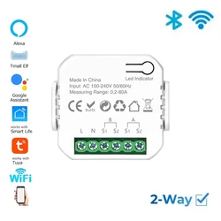 Tuya LifeZigBee-Medidor de energía de dos vías, 1 canal, 2 canales con abrazadera de transformador de corriente, Monitor de potencia por aplicación, 80A, 110V/240V, 50/60Hz