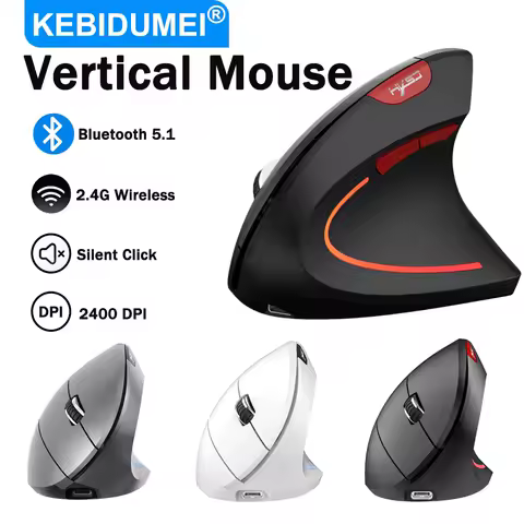 Dual Mode Vertical Mouse 2.4G Wireless Gaming Mouse Ergonomic Bluetooth Mouse 2400DPI Rechargeable Silent Mice for PC Laptop