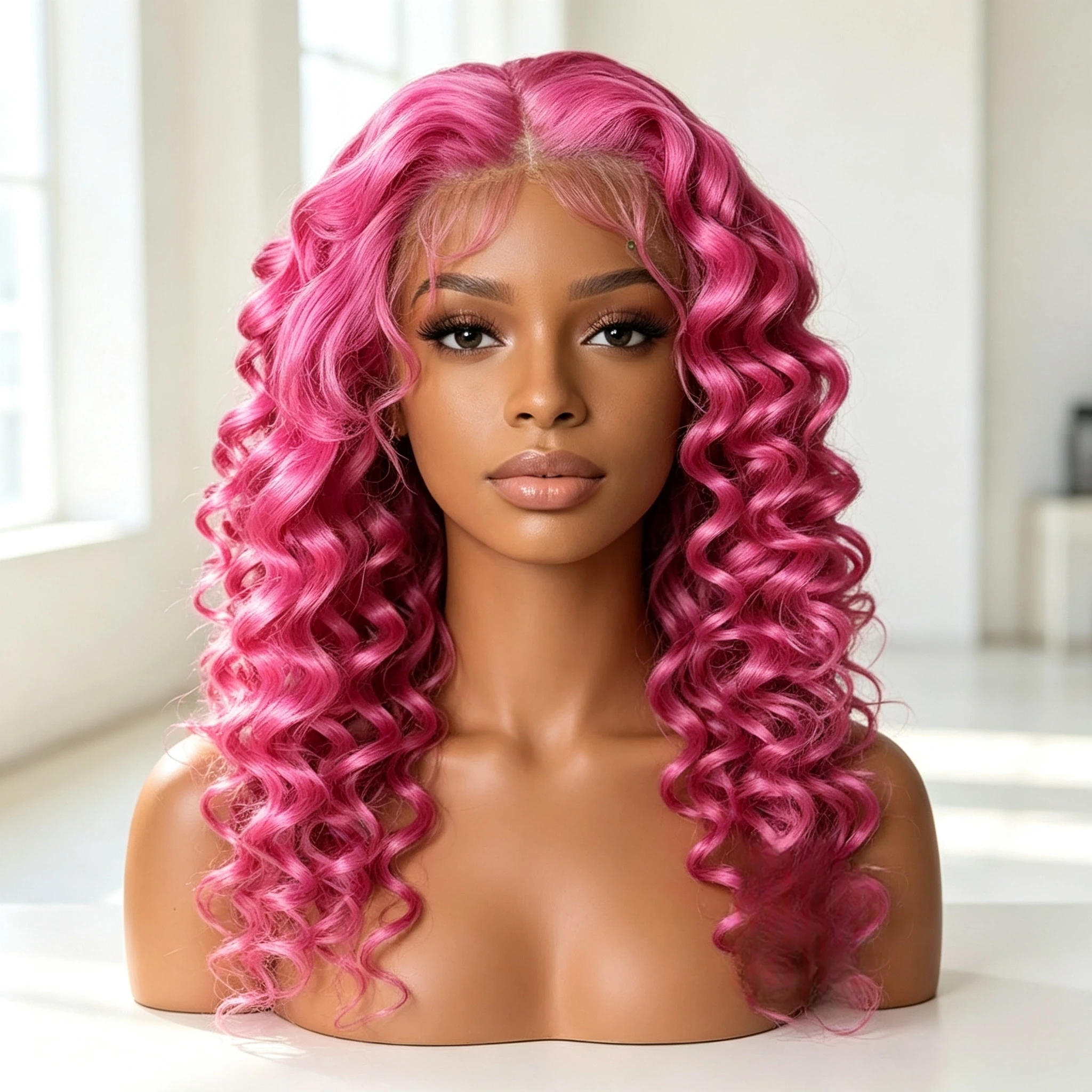 Hot Sale 180% Density 2026 13x4 HD Lace Frontal Wigs Pink Colored Human Hair Wig Customize Beauty Fashion Style Smooth Soft