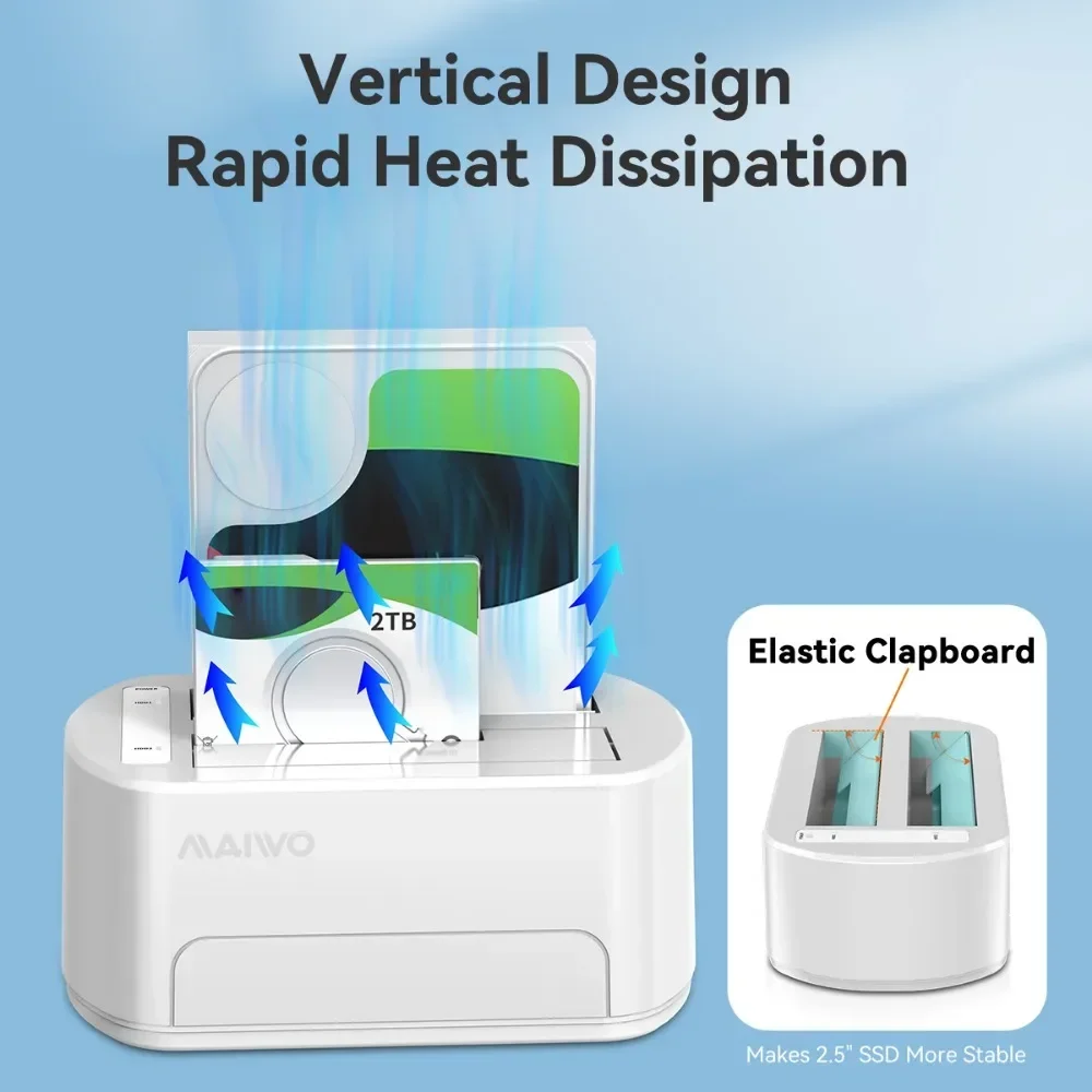 Maiwo estação de encaixe hdd de 2 baias usb 3.0 gabinete de disco rígido externo para 2.5/3.5 polegadas sata ssd hdd duplo bay dock com clone