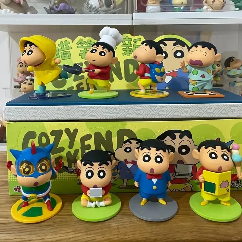 

New Crayon Shin-Chan Mystery Blind Box Cozy Weekend Series Anime Figure Custom Collectible Toy Ornament For Birthday Gifts