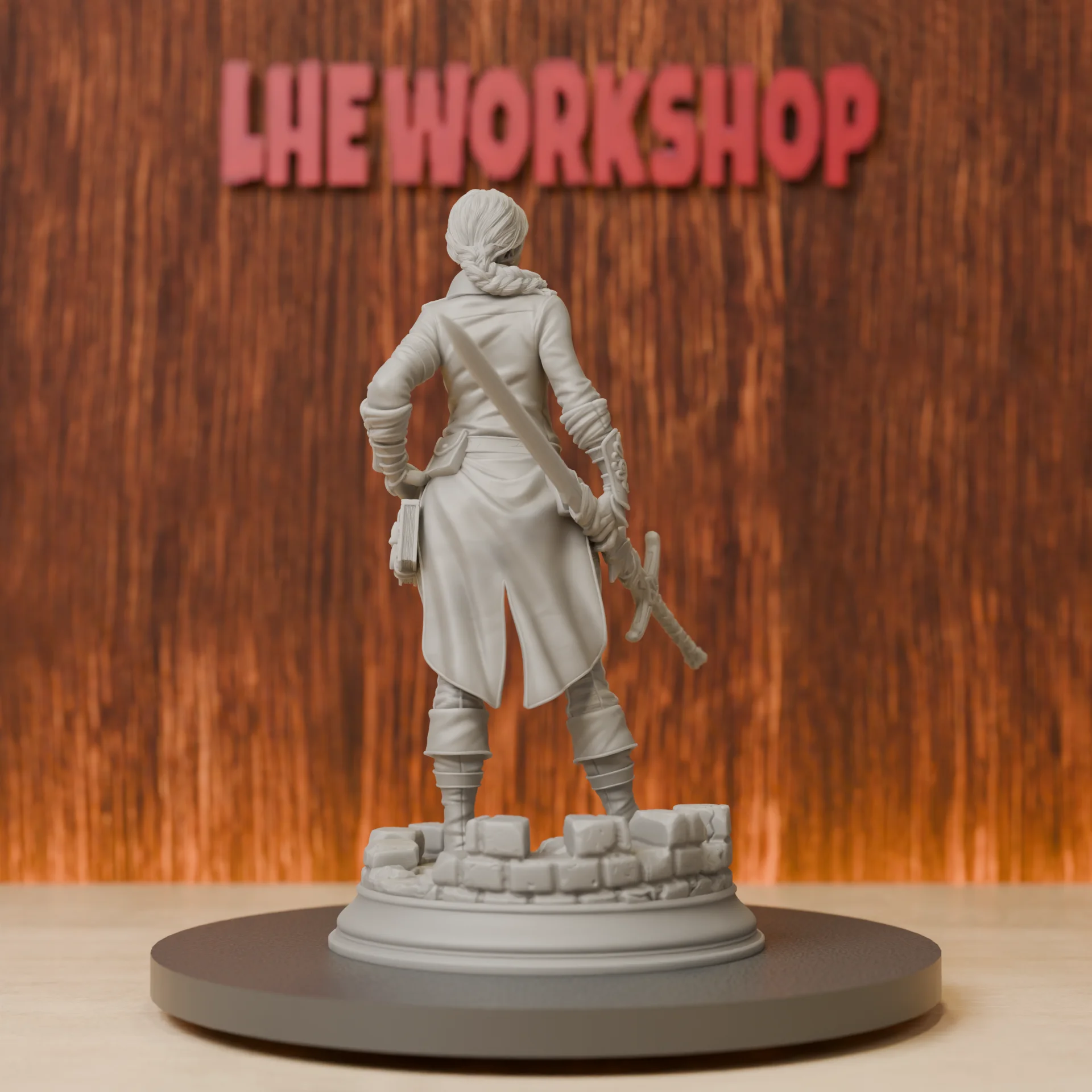 Female Swordsman Miniatures | 28mm-75mm | Resin 3D Printed DND Pathfinder Mini | Unpainted Grey