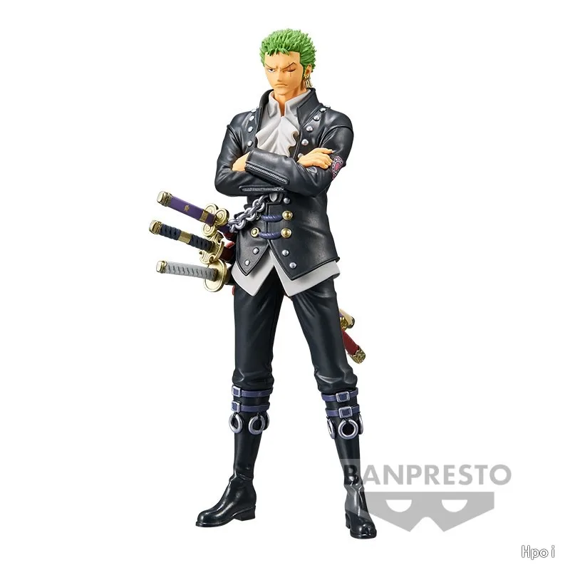 One Piece Anime Figure, Roronoa Zoro, Vermelho, Homens da Grand Line, Terno Preto, Acitron, Monkey D. Presente Luffy Brinquedo, 17cm