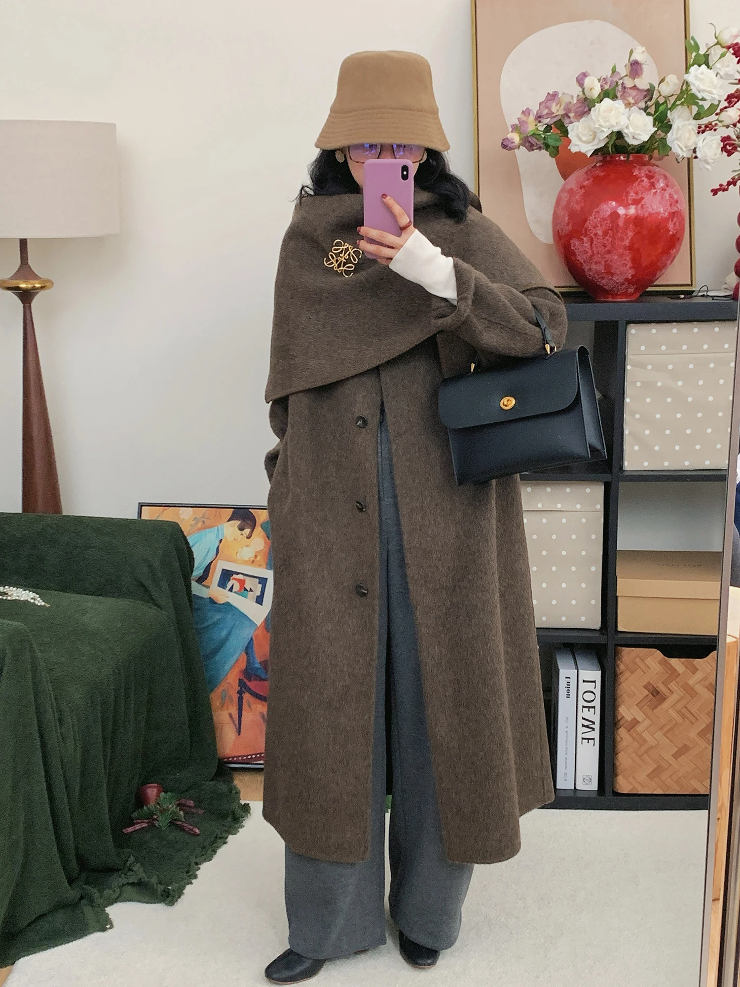 

Зимнее пальто Heide из мягкой шерсти и верблюжьего пуха, двусторонний твид, женская верхняя одежда, мягкий шарф, австралийская шерсть