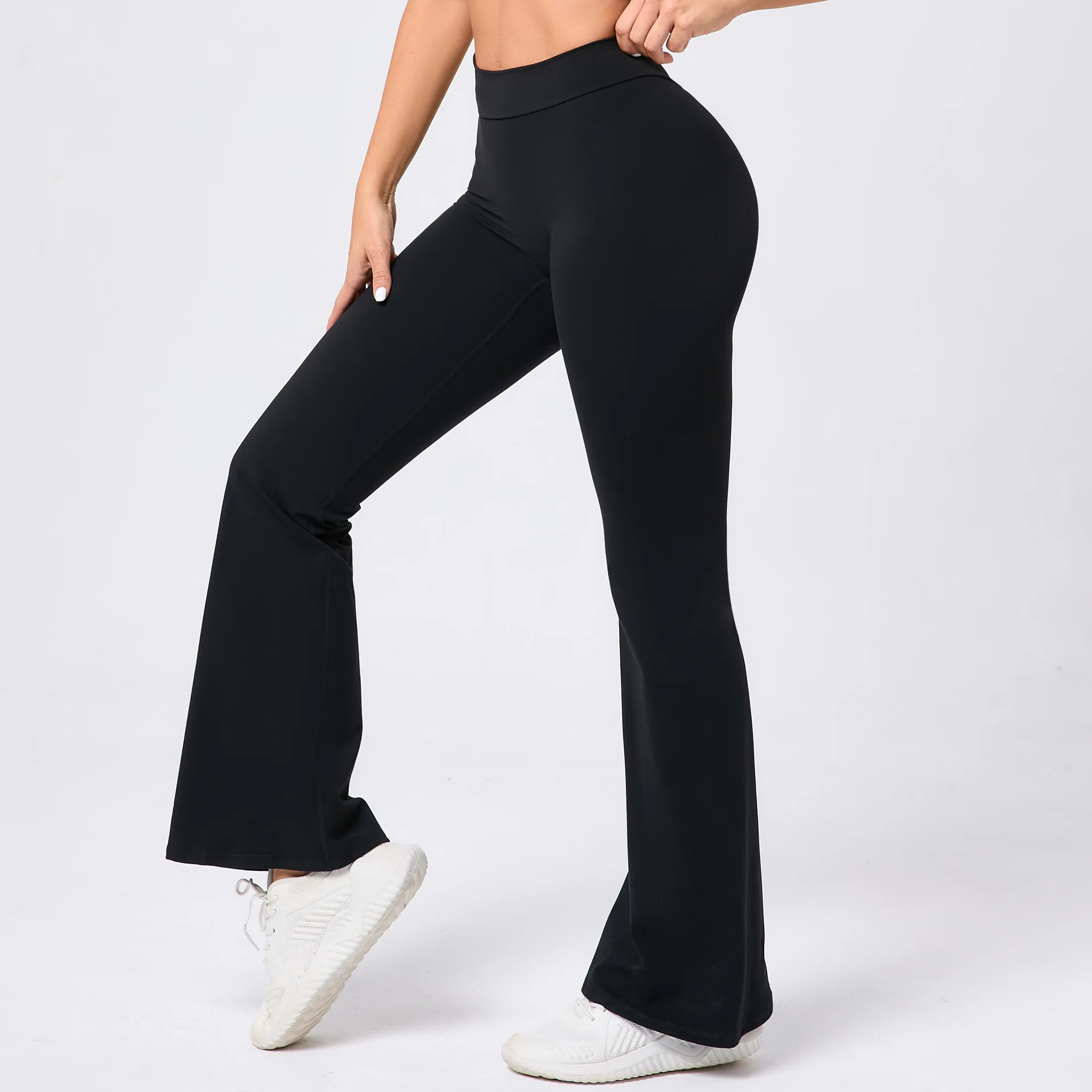 Back V Waist Flared Leggings Workout Yoga Flared Pants High Wasit Gym Sport Scrunch Leggings Women Elastic Tights Wide Leg Pants