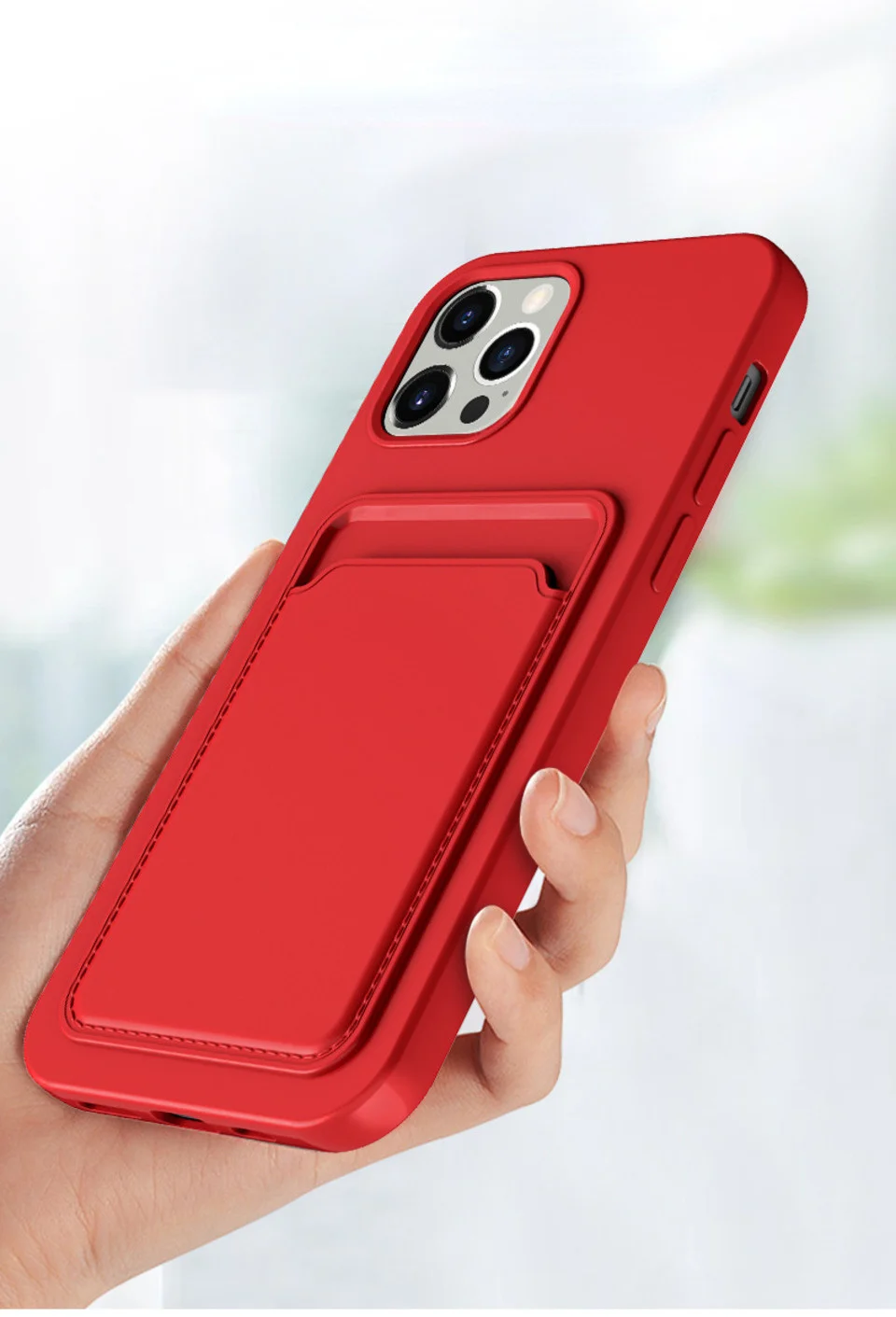 Handy hülle für iPhone 16 Pro Max Hülle iPhone 12 Mini TPU gefrostete weiche Schutzhülle iPhone 14 Karten tasche 15 plus – Detail 5