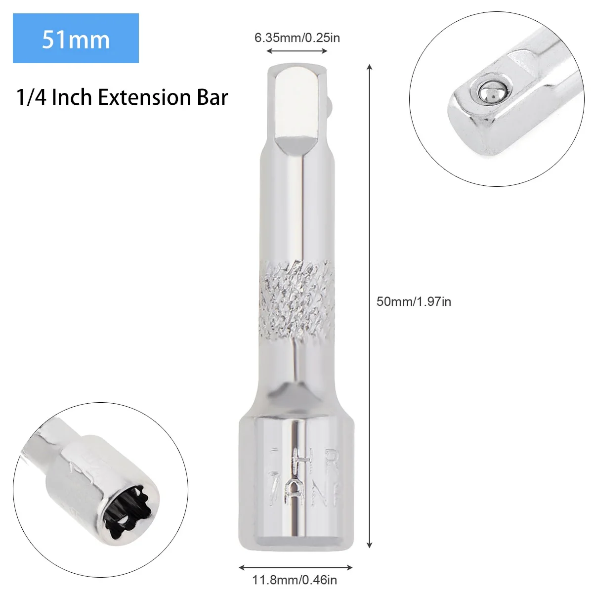 1pcs 1/4 Inch Extension Bar Socket Wrench Chromed Steel 51MM 75MM 102MM Drive Ratchet Socket Wrench Power Drill Adapter