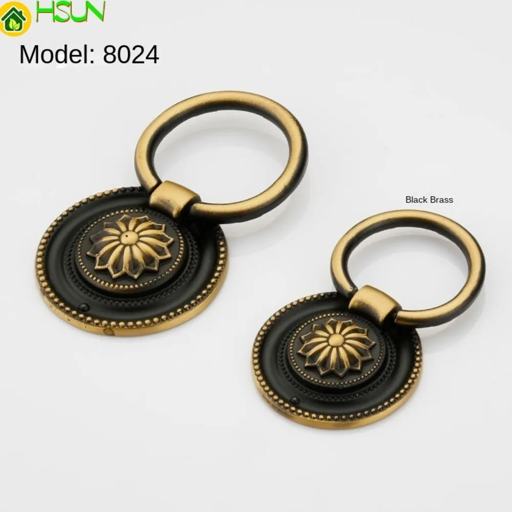 Lids Ming decoration concealed turn antique copper drawer handle Chinese black brass concealed buckle handle furniture hardware
