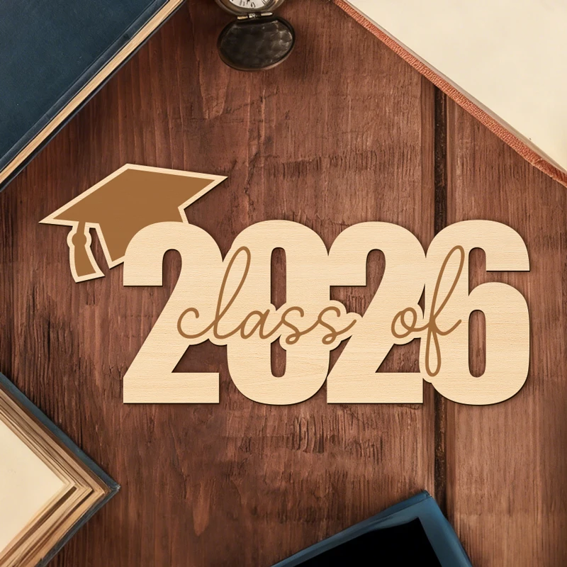 YOMDID فئة 2026 كشك تصوير التخرج الدعائم كشك تصوير خشبي مع قبعة التخرج زينة التخرج والاحتفالات #4