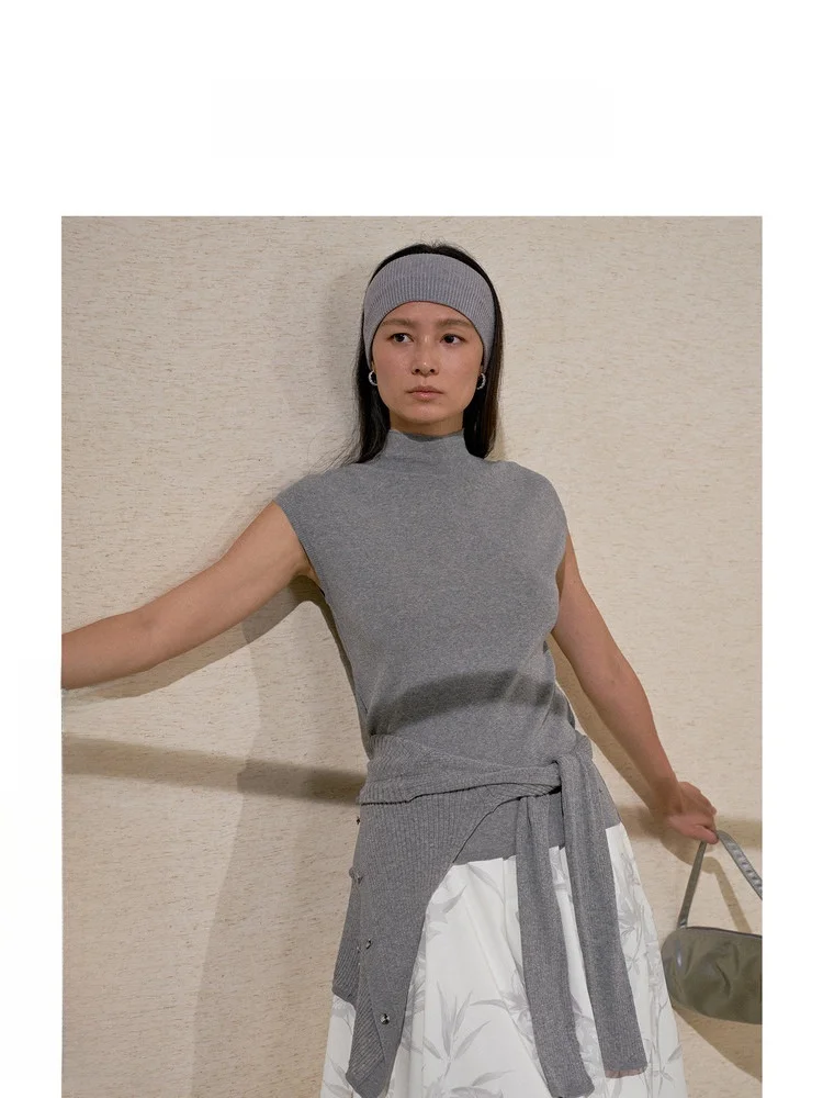 

Ele ZHIZHI ort Sve Knitted Slim Fit f High Collar Top Ci Walk Casual Faion Spring New Arrival Ladies' Wear