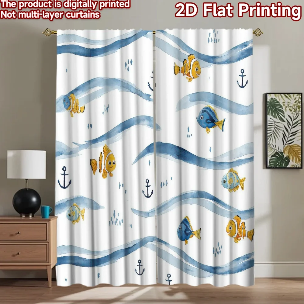 

1pc 2D flat Photography Backdrop Photography Backdrop Coon Fish and Anchors 100% Polyester Party Decorations Use for Suitable