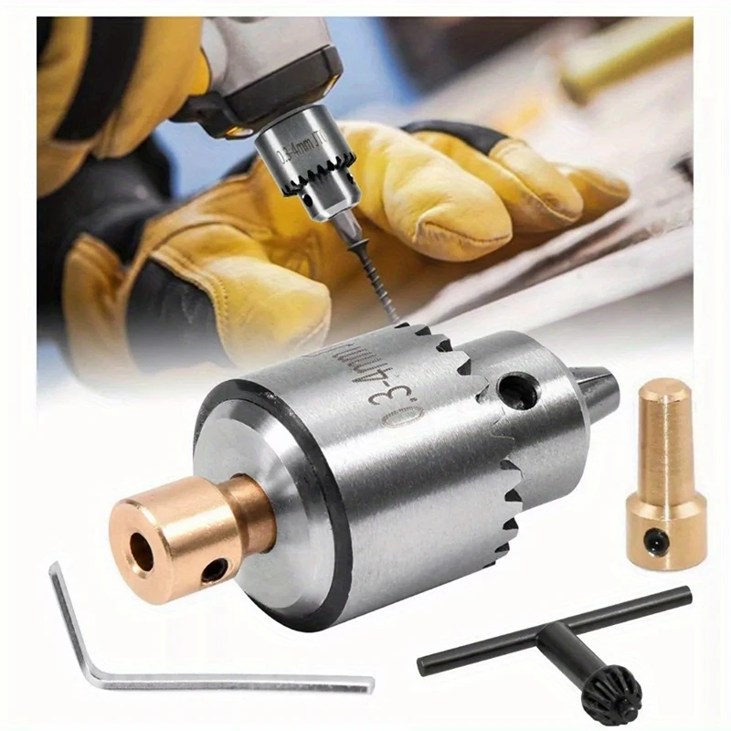 4pcs/set Universal Precision Metal Key Controlled Chuck Kits 0.3-4mm Electric Grinding Drill Micro Drill Chuck Conversion