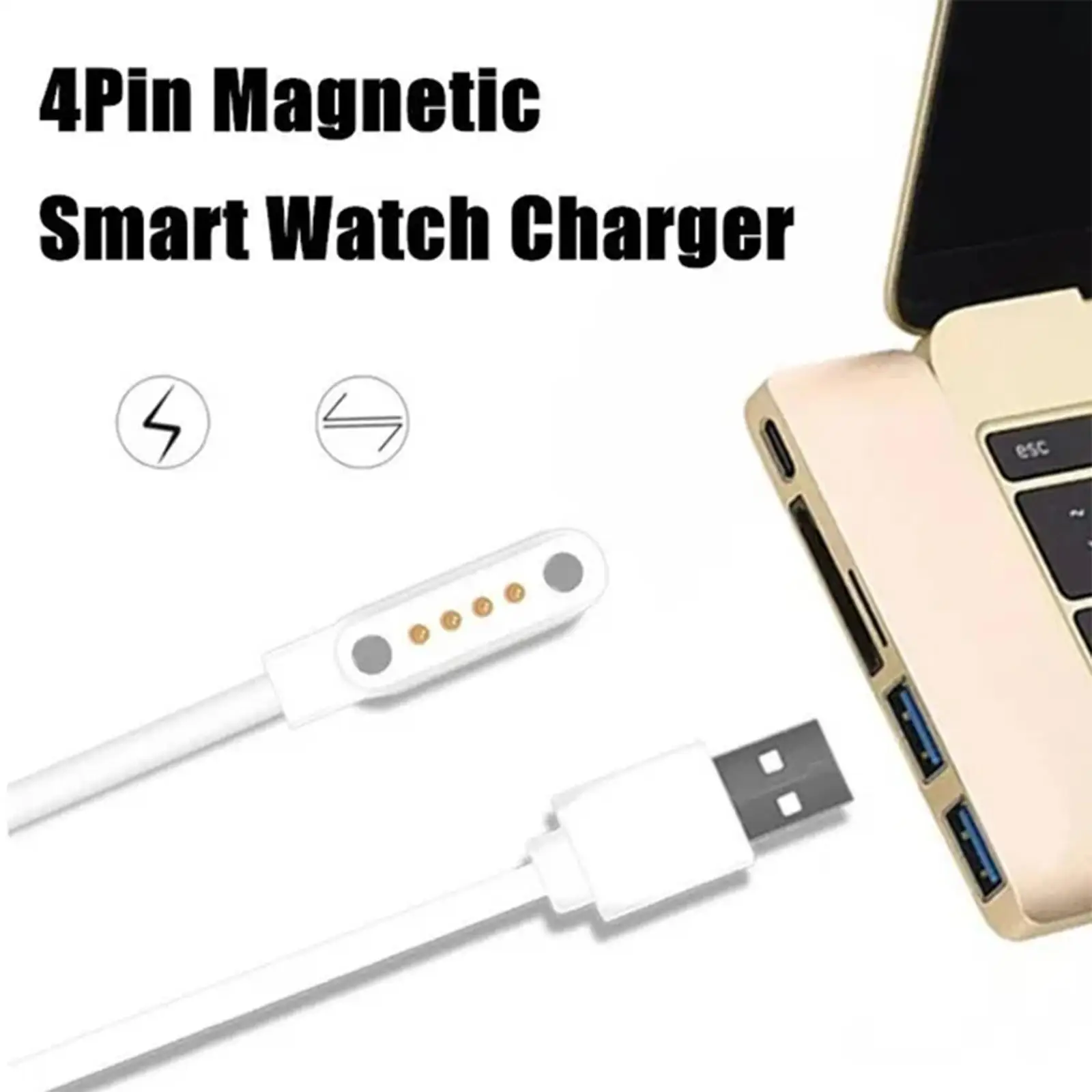 1PC Universal Smart Watch Charger Cord Magnetic Charging Cable 2 Pin 4 Pins USB Charger For Smart Watch 7.62mm 2.84mm 4mm