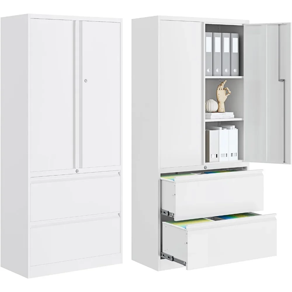 2-Drawer Metal Filing Cabinet, Lateral/Vertical Office File Cabinet, Locking Storage Shelves, Legal/Letter/A4 Size