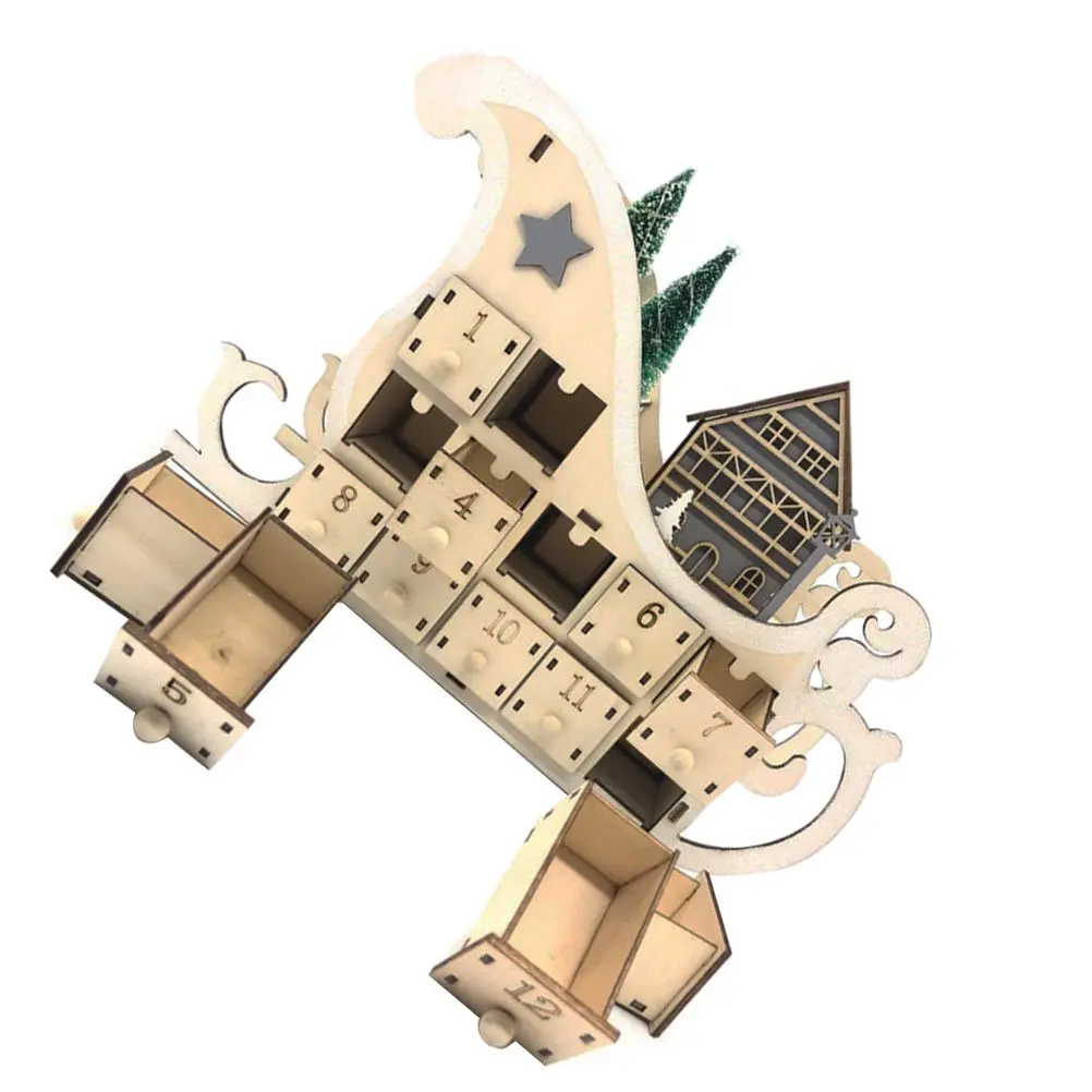 

Wooden Christmas Countdown Sleigh Decor For Holiday Party Home Desktop Countdown Christmas Calendar Table Xmas Wooden Ornament