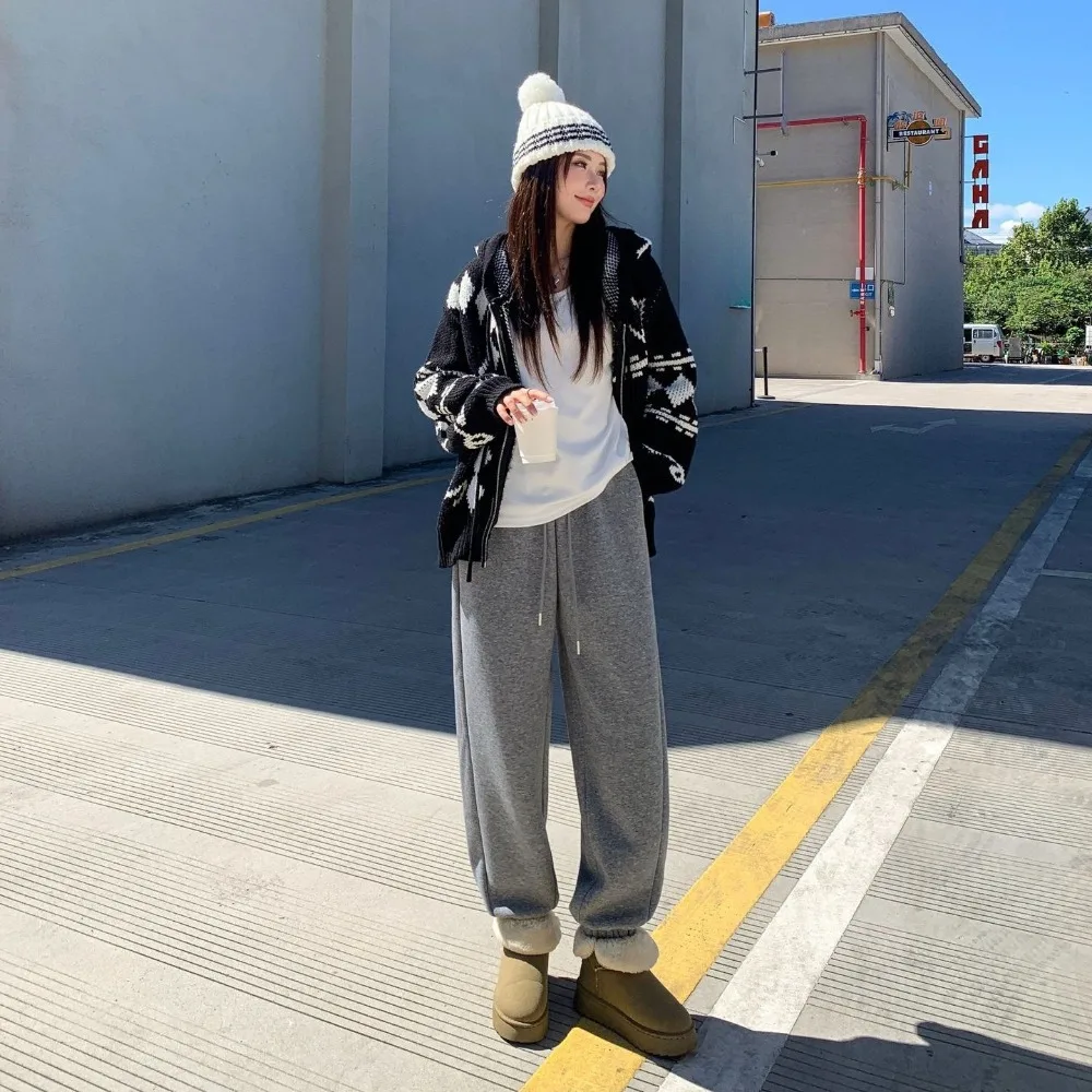 

Cashmere Straight-leg Pants New Winter Style Women's Imitation Cashmere Loose Casual Wide-leg Pants Women's Pants