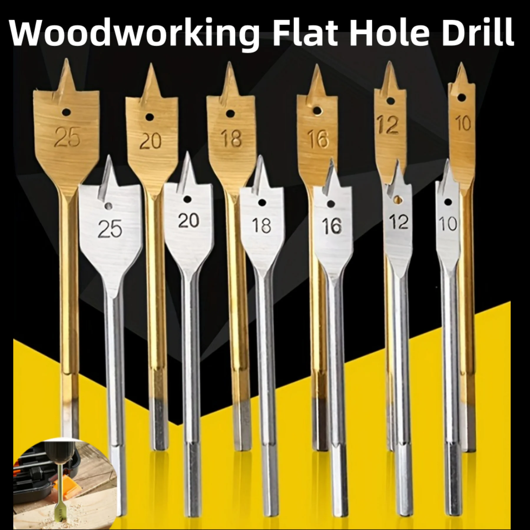 

6 шт./компл., трехгранная дрель для деревообработки, открывалка для отверстий с шестигранной ручкой 10-25 мм, плоское сверло для обработки древесины