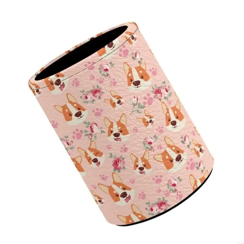 Cartoon -Zylinder -Stifthalter PU Leder Bleistiftbecher Pinselpinselhalter für Büro