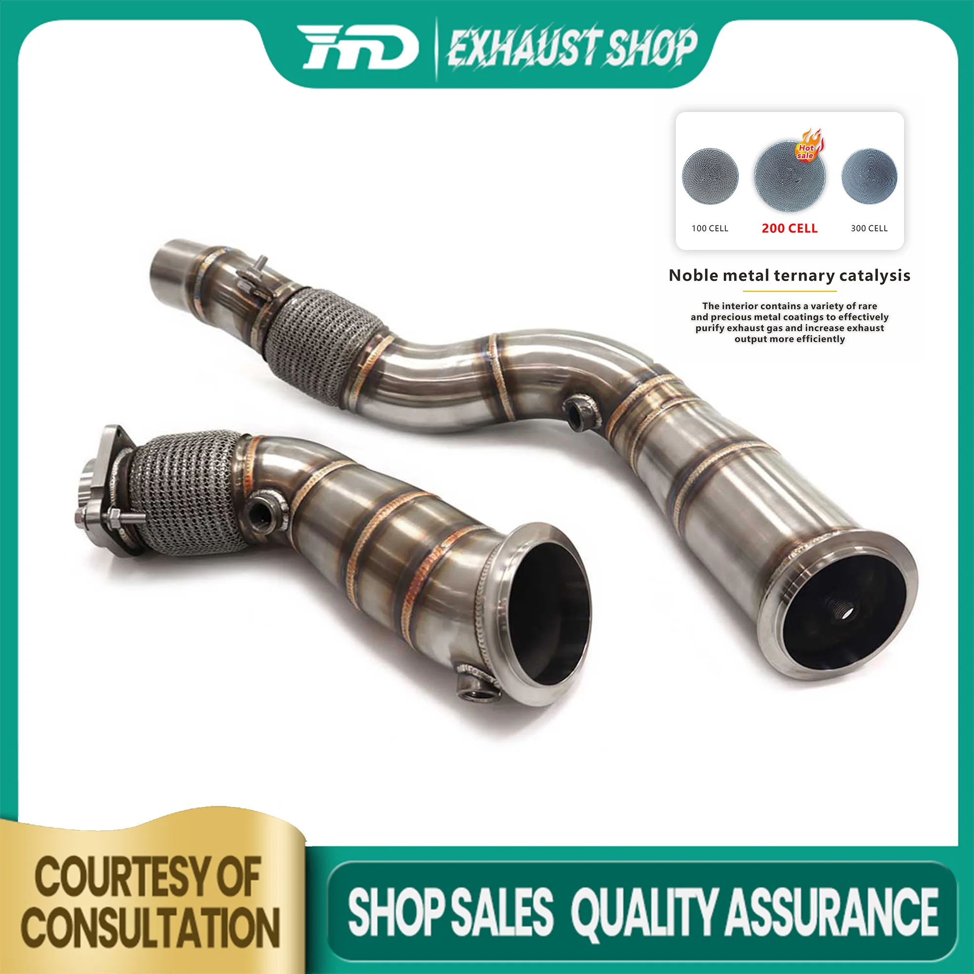 

High Quality Customizable Downpipe For BMW M3 M4 F80 F82 Stainless Steel Exhaust System Without Heat Shield Varied Diameter HMD
