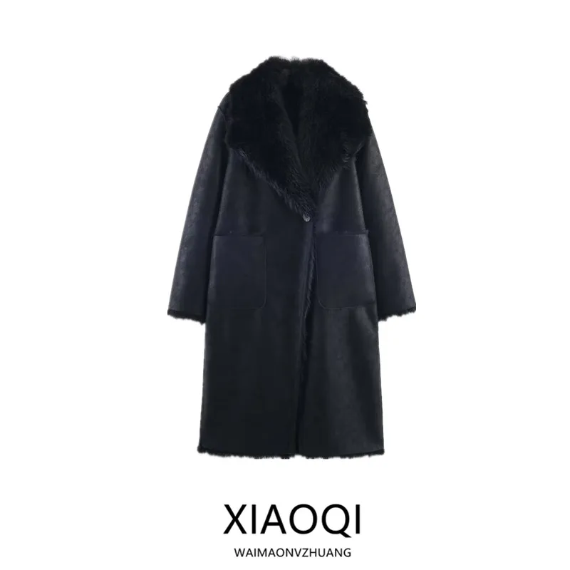 

Autumn 2025 Double-Sided Wear Artificial Fur Coat Women's Faion Design Outerwear Sli Ele Lady's Woolen Coat