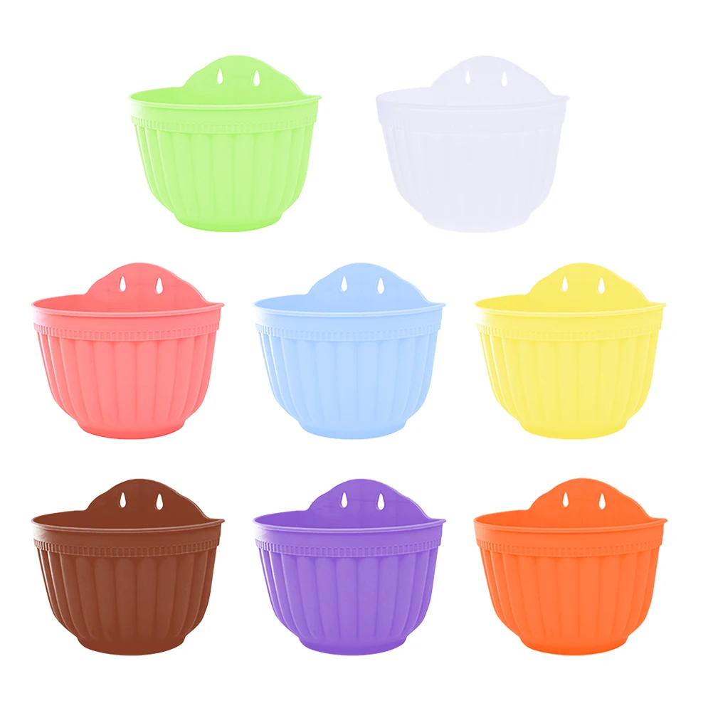 

8Pcs Hanging Pot 20 5cm Top Diameter 14cm High Plastic Balcony Planter Home Home Hanging Planter Garden Decoration