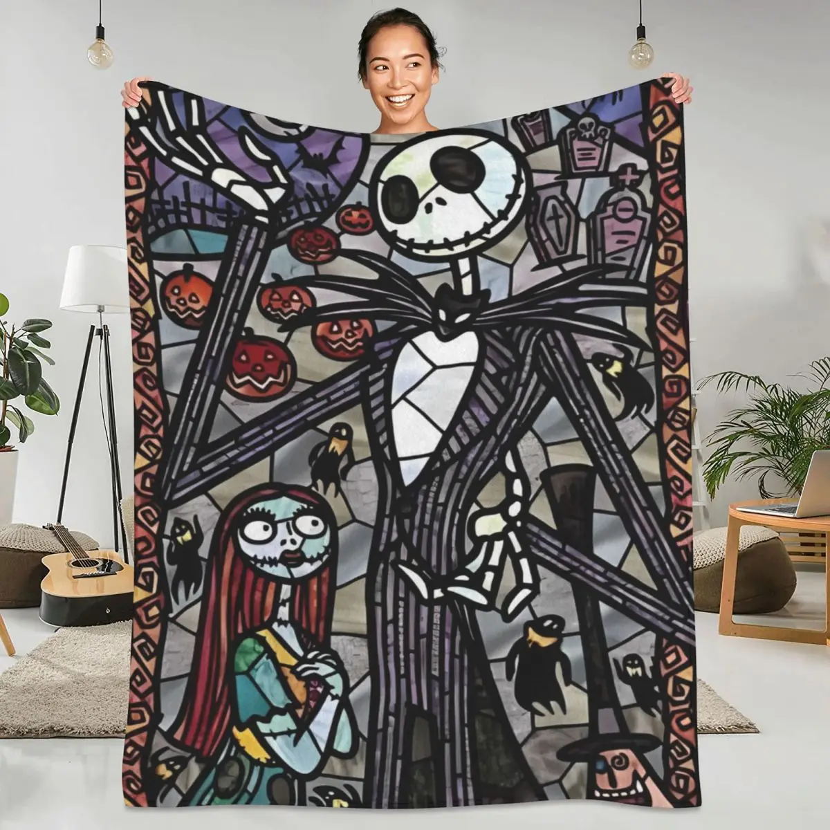 The Nightmare Before Christmas Blankets Jack Skellington and Sally Plush Bedding Throws For Home Decor Flannel Bedspread Cover