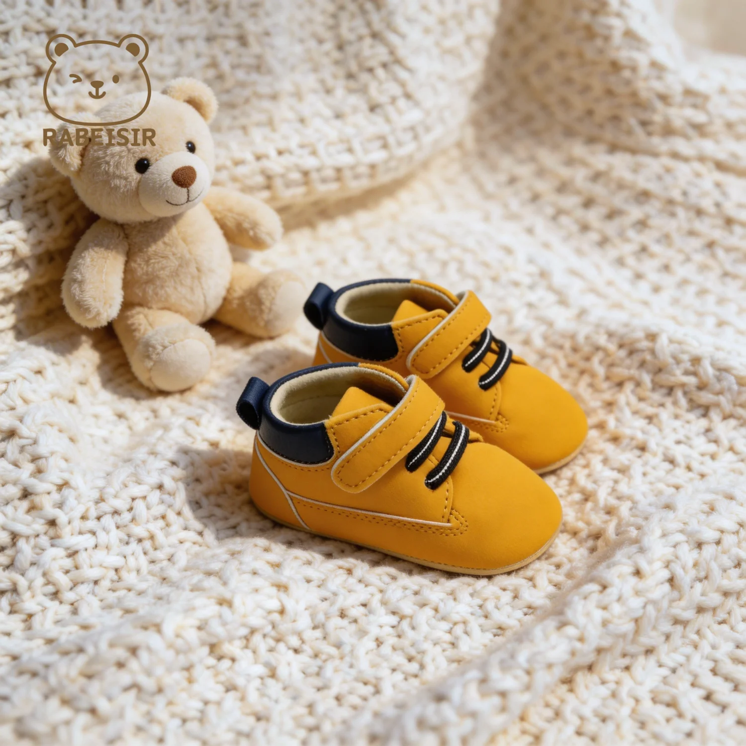 Simple solid color retro British style baby boy walking shoes