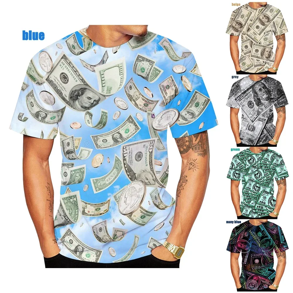 Dollar 3D Printed T-Shirt Men's and Women's Funny Dollar Printed Short Sleeve Top Size XXS-6XL