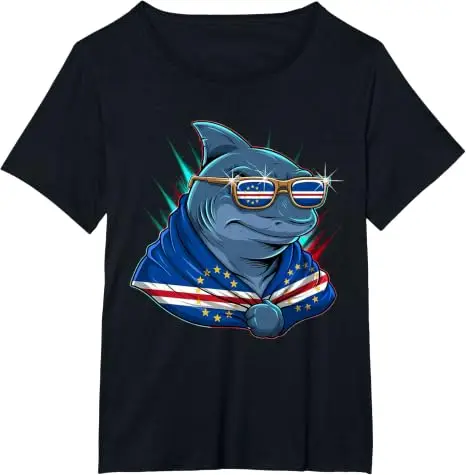 Kap Verde Flagge Hai Kapverdischer Stammes-Versuchung Kabelverde T-Shirt Y2K Reise Outdoor-Kleidung für Damen Herren Baumwolle Kurzarm-Outfit – Detail 10