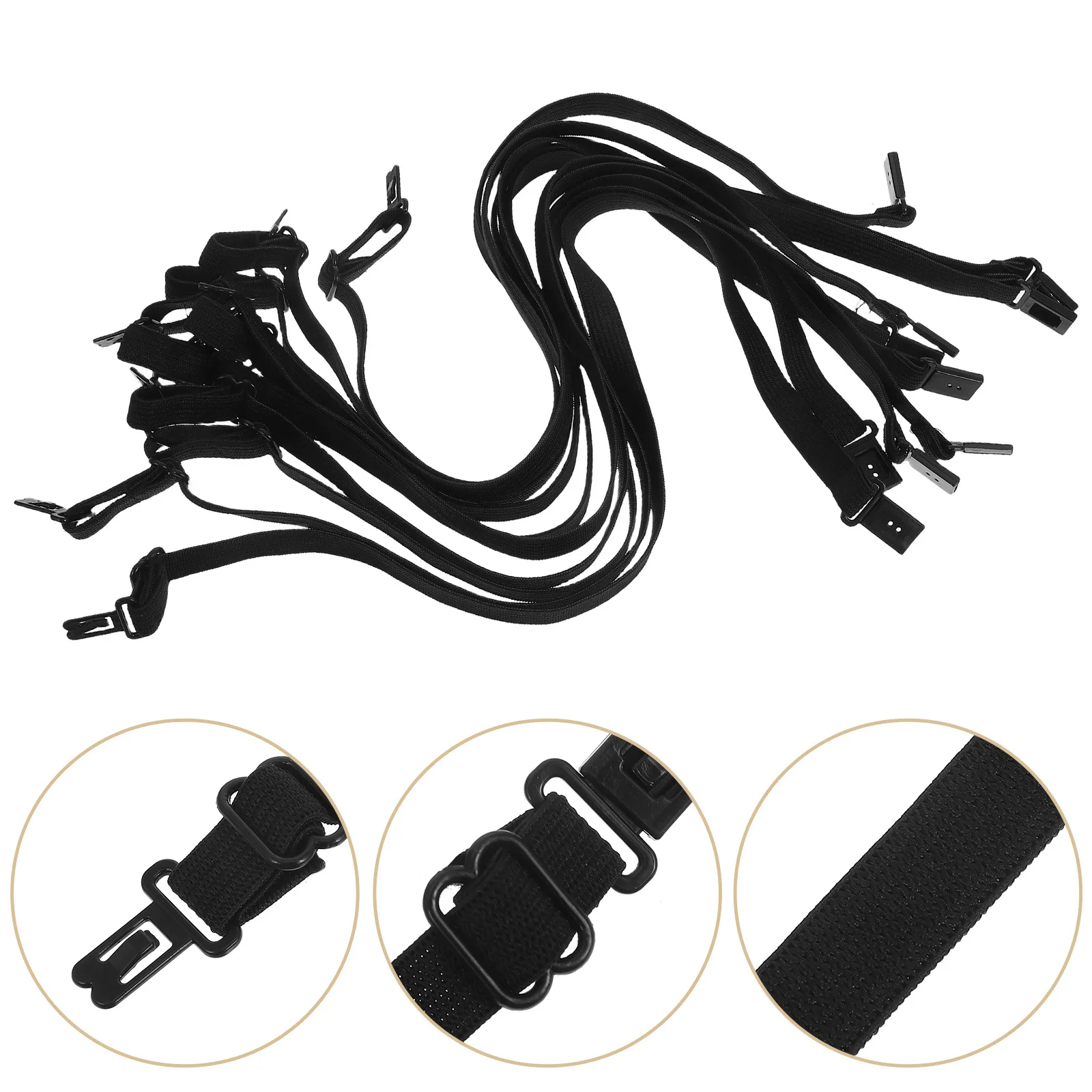 

10pcs Necktie Extension Adjustable Elastic Strap Band For Bow Tie Men Pre-Tied Bowknot Lengthener Universal Collar Size Black