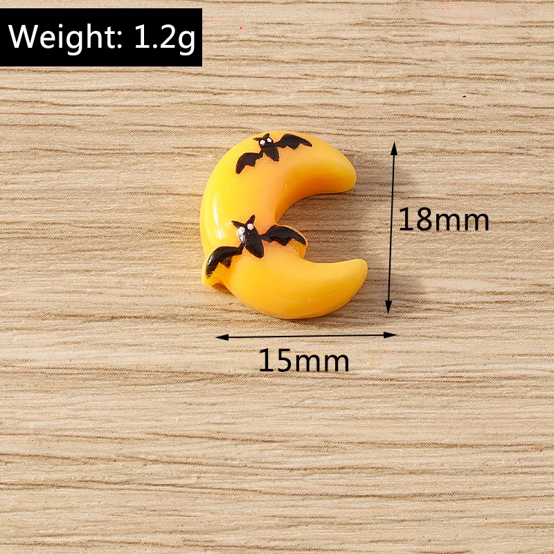 Tusember 10 Stück Halloween-Anhänger aus Harz, flache Rückseite, Kawaii-Motiv: Mond, Spinne, Fledermaus, Kürbis, Geist für DIY-Nagelkunst, Haarspangen, Broschen-Dekoration – Detail 18