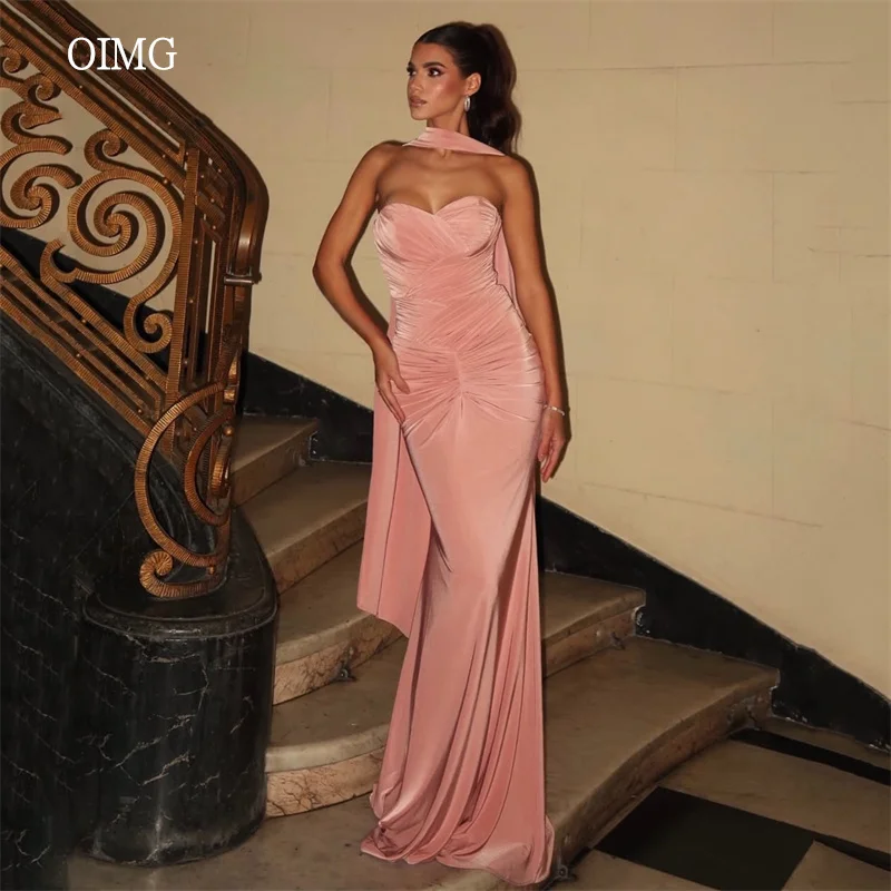 OIMG Sexy Sweetheart Neck Mermaid Prom Gowns Backless Pleated Party Gown Floor Length Evening Dress שמלות ערב Customized