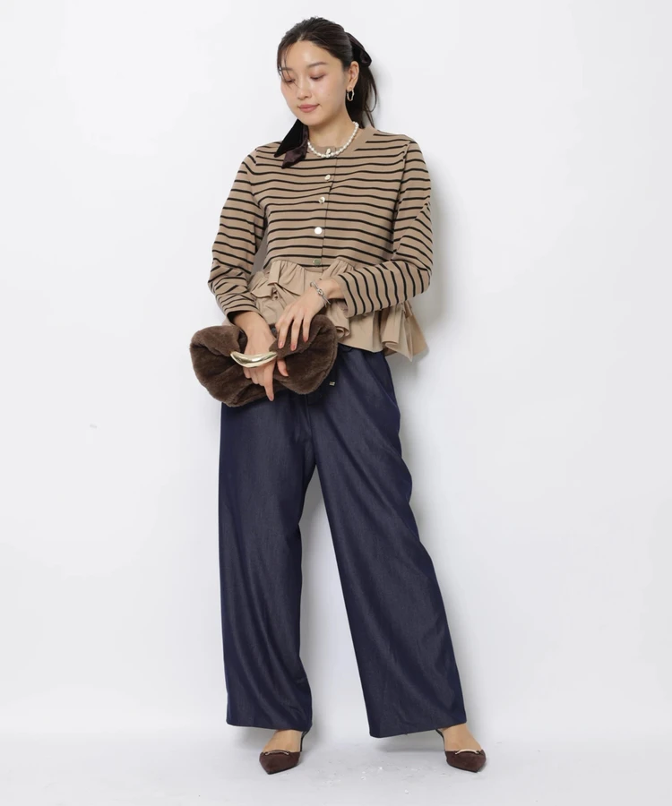 Fashionable Stripe Knitted Sweater Loose Fit Color Block Neckline Long Sleeve Women's Autumn Winter Casual Style Breathable
