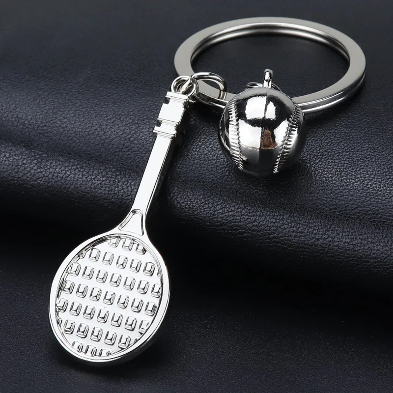 Creative Badminton Ping Pong Golf Key Chain Metal Football Key Chain Sports Key Ring Men Bag Pendents Fans Souvenir Gifts