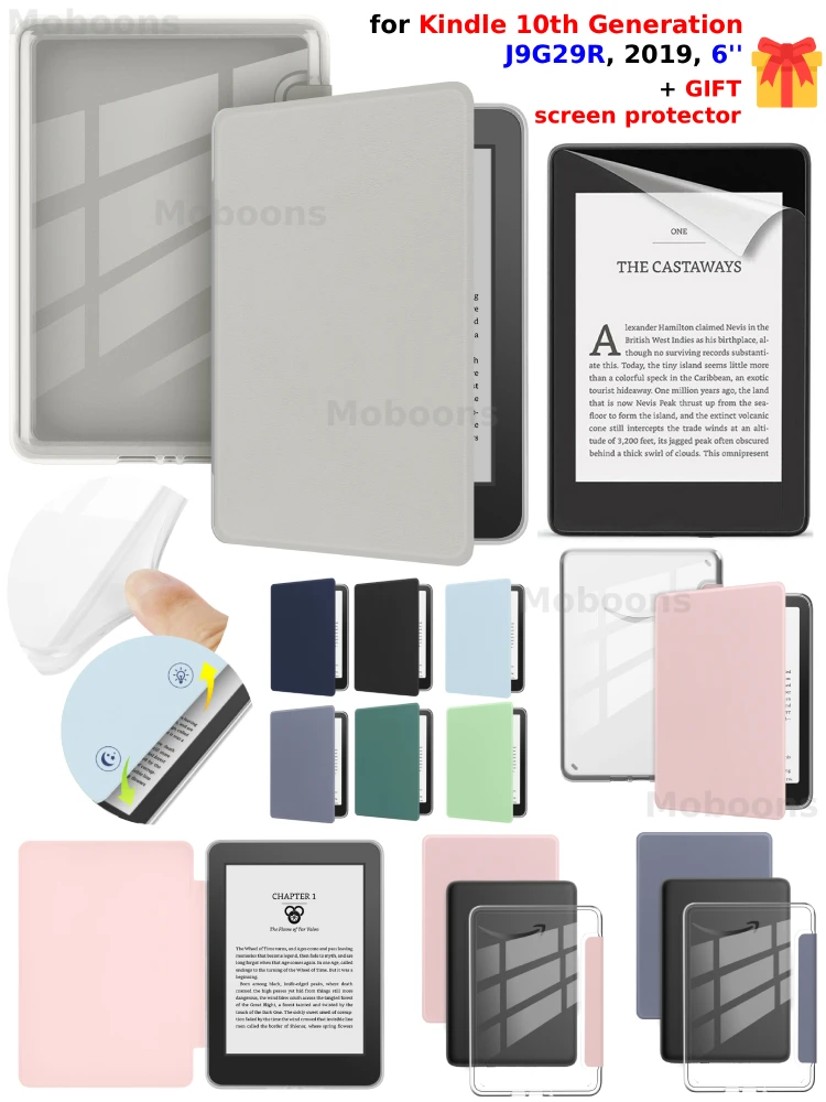 Etui na Kindle 10. generacji + ochraniacz ekranu J9G29R 6" 2019 przezroczyste akrylowe etui TPU z automatycznym usypianiem/wybudzaniem akcesoria Funda — zdjęcie produktu 7